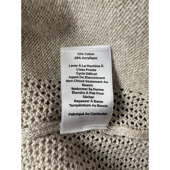 TALBOTS Tan Open Front Cardigan, Open Knit Embellishments;‎ Size Medium - Picture 7 of 7